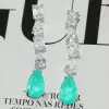 20ctw Multi-cut White Sapphire and Paraiba Drop Earrings