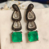 25ctw Princess Cut Emerald/Yellow Sapphire Statement Earrings