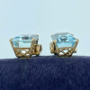 28ctw Emerald Cut Aquamarine Vintage Clip Earrings