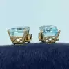 28ctw Emerald Cut Aquamarine Vintage Clip Earrings