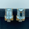 28ctw Emerald Cut Aquamarine Vintage Clip Earrings