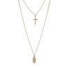 Women's Double Layered Cross & Pendant Necklace