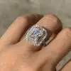 2.5ct Radiant Cut White Sapphire Double Halo Ring