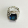 14ct Halo Cushion Cut Blue Sapphire Engagement Ring