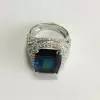14ct Halo Cushion Cut Blue Sapphire Engagement Ring