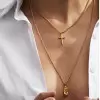 Women's Double Layered Cross & Pendant Necklace