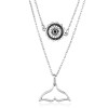 Double Layered Sunflower And Whale Tail Pendant Choker Necklace 