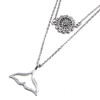 Double Layered Sunflower And Whale Tail Pendant Choker Necklace 