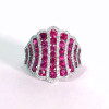 16ctw Round Cut Ruby Bold Wave Cocktail Ring