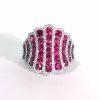 16ctw Round Cut Ruby Bold Wave Cocktail Ring