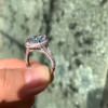 10ct Pear Cut White Sapphire Halo Engagement Ring