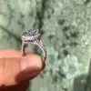 10ct Pear Cut White Sapphire Halo Engagement Ring