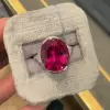 8ct Oval Cut Ruby Three Stone Engagement Ring