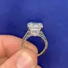 Handmade 2ct  Vintage Engraved Emerald Cut Stone Ring