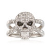 .50 ct. t.w. Black and White Diamond Skull Ring in Sterling Silver