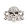 .50 ct. t.w. Black and White Diamond Skull Ring in Sterling Silver
