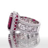 9ct Halo Emerald Cut Synthetic Ruby Engagement Ring