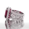 9ct Halo Emerald Cut Synthetic Ruby Engagement Ring