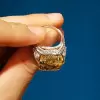 5.50 CTW Cushion Cut Fancy Yellow Lab Created Gemstone With Diamonds Engagement Ring in Sterling Silver
