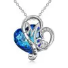 10ct Heart Cut Blue Sapphire Mom's Necklace