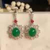 Halo Cabochon Emerald Sapphire Drop Earrings