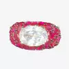 5.5ct Oval Cut White Sapphire With Ruby Cocktail Ring