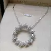 Flower Design Circle Pendant Necklace