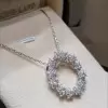 Flower Design Circle Pendant Necklace