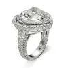 3.5ct Heart Cut White Sapphire Double Halo Engagement Ring