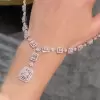 Emerald Cut White Sapphire Necklace & Earrings Jewelry Sets