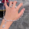 Emerald Cut White Sapphire Necklace & Earrings Jewelry Sets