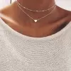 Simple Fashion Heart Pendant Double Layered Choker