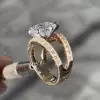4.2ct Round Cut Two Tone Split Shank Engagement Ring
