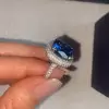 12ct Halo Cushion Cut Classic Paved Engagement Ring