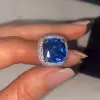 12ct Halo Cushion Cut Classic Paved Engagement Ring