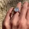 2.5ct Emerald Cut White Sapphire Three-Stone Engagement Ring