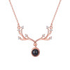 Love Memory Reindeer Design Round Pendant Necklace