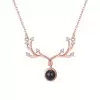 Love Memory Reindeer Design Round Pendant Necklace