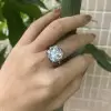 12ct Cuhsion Cut White Sapphire Enamel Engagement Ring