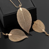Leaf Shape Alloy Earrings Necklace Set 