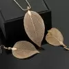 Leaf Shape Alloy Earrings Necklace Set 