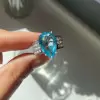 6ct Wide Shank Pear Cut Aquamarine Ring