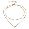 Simple Fashion Heart Pendant Double Layered Choker
