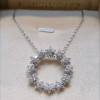 Flower Design Circle Pendant Necklace