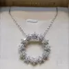 Flower Design Circle Pendant Necklace
