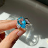6ct Wide Shank Pear Cut Aquamarine Ring