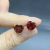 2ct Heart Cut Garnet Stud Earrings in Rose Gold