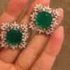 11.5ctw Cushion Cut Emerald Stud Earrings