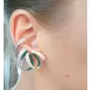 White & Green Swirl Ruban Design Earrings