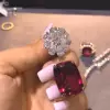 7.5ct Cushion Cut Ruby Drop Earrings for Women